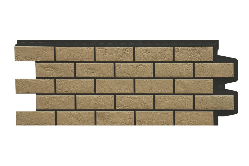 Фасадная панель Grand Line, Состаренный кирпич Design Plus, Солома (Черный шов) купить в Краснодаре