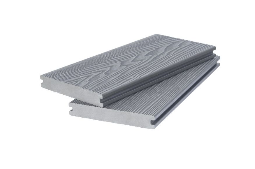 Двухсторонняя полнотелая террасная доска с 3D фактурой дерева POLIVAN GROUP SINGARAJA серого цвета. купить в Краснодаре