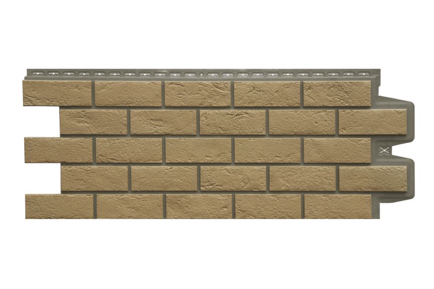 Фасадная панель Grand Line, Состаренный кирпич Design Plus, Солома (Темно-бежевый шов) купить в Краснодаре