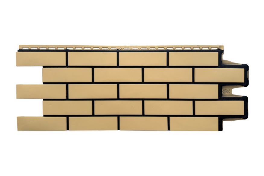 Фасадные панели Grand Line, Клинкерный кирпич Design, Песочный, шов RAL 9005  купить в Краснодаре