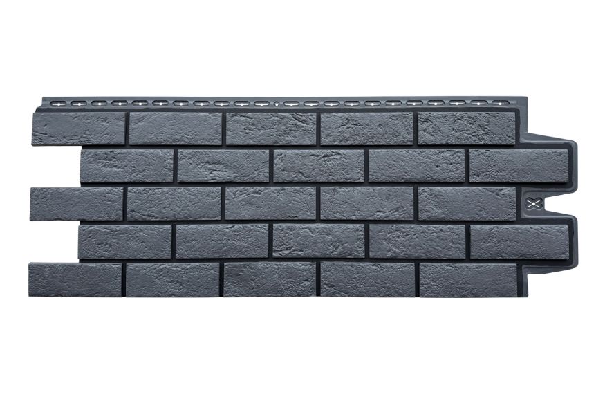 Фасадная панель Grand Line, Состаренный кирпич Design, Графит, шов RAL 9005 купить в Краснодаре