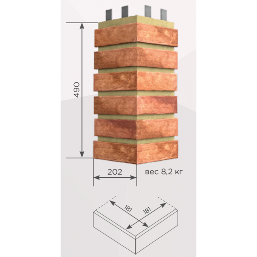 Угол накладной КАНЬОН Мюнхенский Кирпич купить в Краснодаре