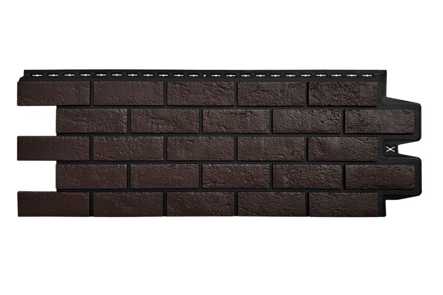 Фасадная панель Grand Line, Состаренный кирпич Design, Шоколадный, шов RAL 9005 купить в Краснодаре