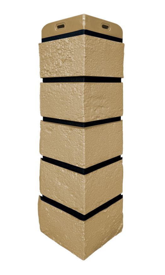 Угол наружный Grand Line, Состаренный кирпич Design, Песочный, шов RAL 9005 купить в Краснодаре