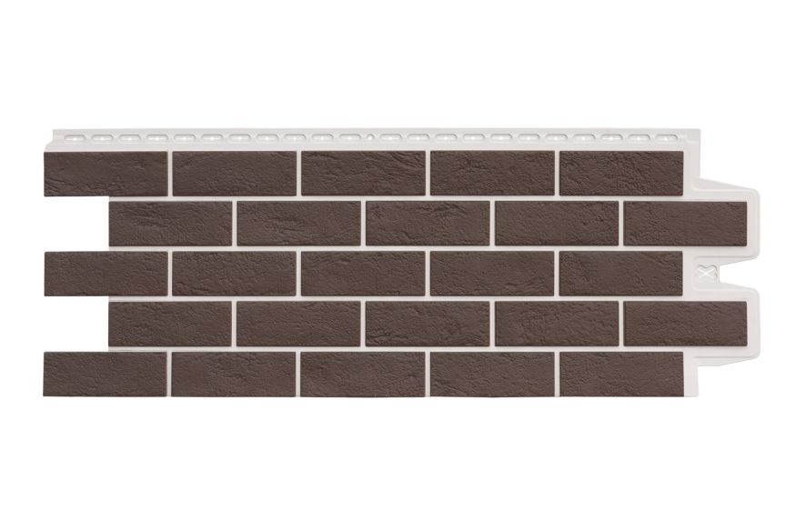 Фасадная панель Grand Line, Состаренный кирпич Design Plus, Каштан (Белый шов) купить в Краснодаре