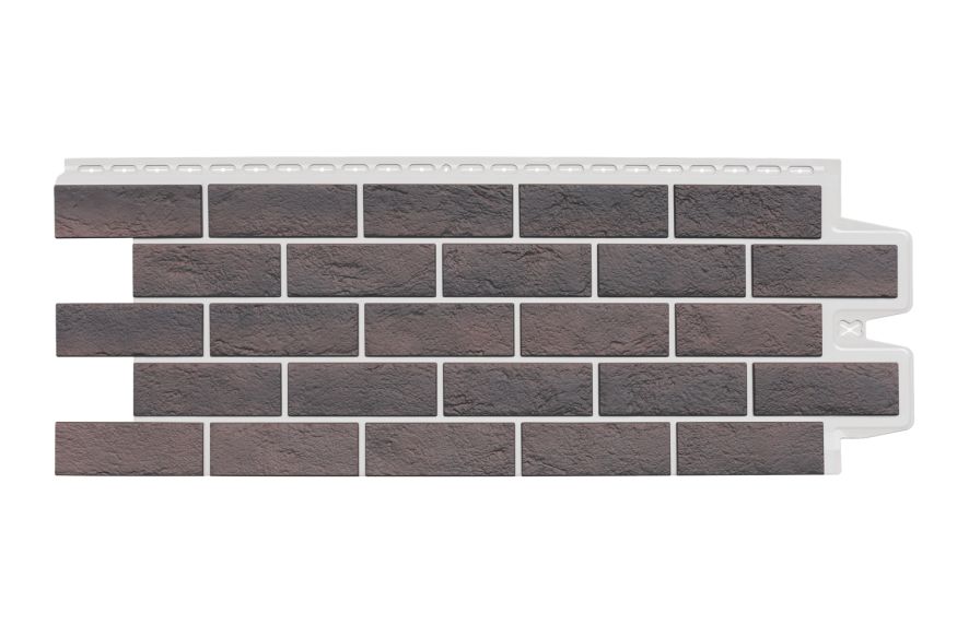 Фасадная панель Grand Line, Состаренный кирпич Design Plus, Кофе (Белый шов) купить в Краснодаре